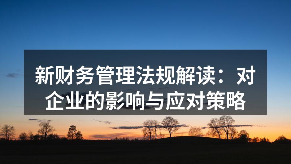 新财务管理法规解读：对企业的影响与应对策略